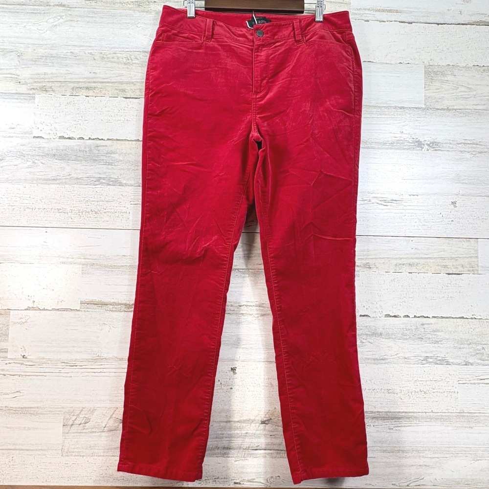 Talbots Heritage Red Velvet Pants Womens 14P Straight Leg Mid Rise 5 Pocket